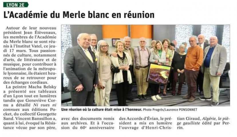 Réunion de L'Académie L' Académie du Merle blanc, réunion 18 mars 2022, Lyon 2e
