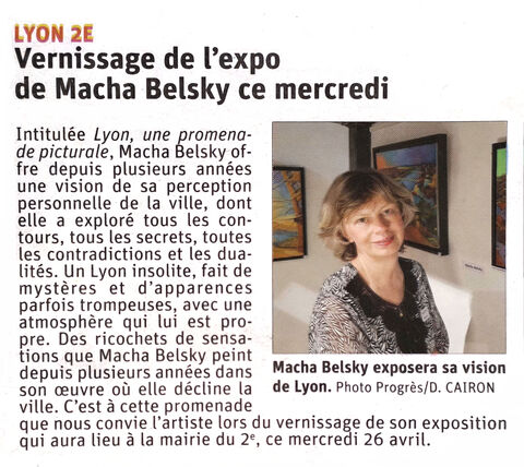 Macha Belsky expose à la mairie du 2e à Lyon 